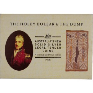 Sada strieborných mincí „Holey Dollar“ a „The Dump“ z Austrálie z roku 1988