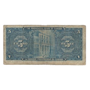 Canada 1936 The Provincial Bank of Canada $5 Banknote 615-18-04