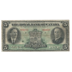 Canada 1927 The Royal Bank of Canada $5 Banknote 630-14-04