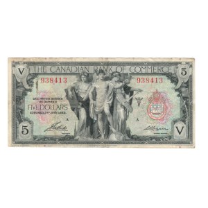 Canada 1935 The Canadian Bank of Commerce $5 Banknote 75-18-02