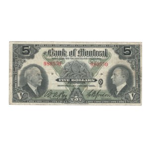 Canada 1935 The Bank of Montreal $5 Banknote 505-60-02