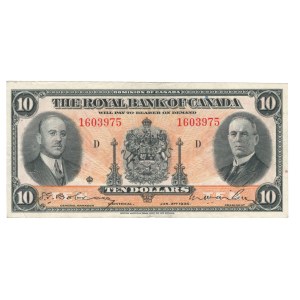 Canada 1935 The Royal Bank of Canada $10 Banknote 630-18-04a