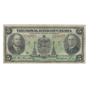 Canada 1935 The Royal Bank of Canada $5 Banknote 630-18-02
