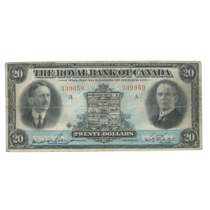Canada 1927 Banconota da 20 dollari della Royal Bank of Canada 630-14-12