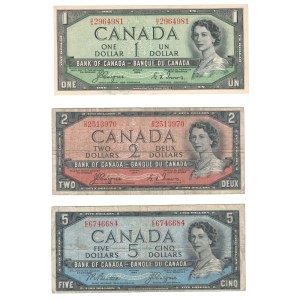 Canada 1954 Bank of Canada Devil's Face Banknote Lot (3 Pieces)