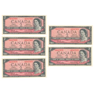 Canada 1954, banconote da 2 dollari della Banca del Canada (banconote sostitutive) - Tirature limitate