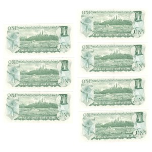 Bank of Canada 1973 $1 Banknotes Fancy Low Serial Numbers in Sequence
