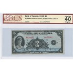 Canada 1935 Bank of Canada $2 English Banknote Fancy Serial Number Repeater