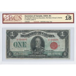 Canada 1923 Dominion of Canada $1 Banknote Fancy Serial Number Rotator