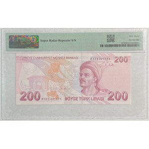 Turkey 2009 200 Lirasi Banknote - Fancy Serial Number Radar Repeater