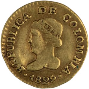 Colombia 1829 RS Gold Peso