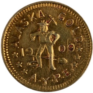 United States 1909 Gold 1/2 DWT Token Alaska Yukon Pacific Exposition
