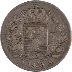 France 1858 A Silver 1/2 Franc
