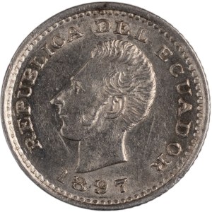 Ecuador 1897 JF Silver 1/2 Decimo