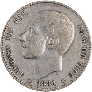 Espagne 1884/3 MS M, argent, 1 peseta, « meilleure date »