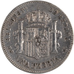 Espagne 1884/3 MS M, argent, 1 peseta, « meilleure date »