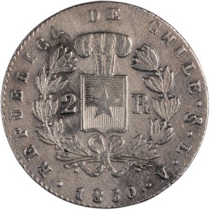 Cile 1850, 2 reales d'argento di Los Ángeles