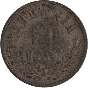 Romania 1876 Silver 50 Bani