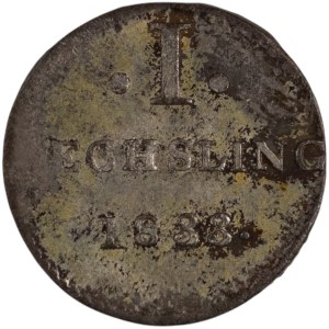 Německo 1833 HSK Hamburk, stříbrný 1 Sechsling