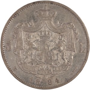 Romania 1884 B Silver 5 Lei