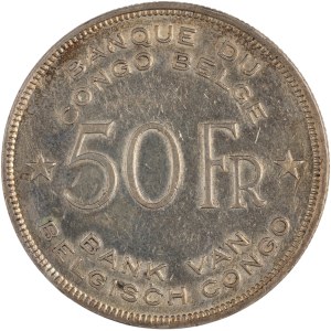 Belgian Congo 1944 Silver 50 Francs