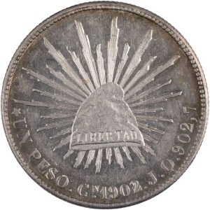 Mexico 1902/1 Cn JQ Silver Peso Overdate - Not Listed in Krause