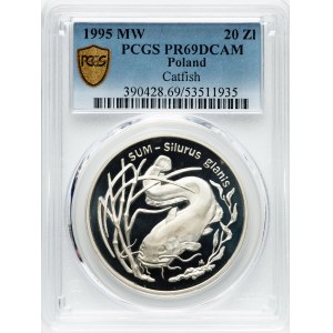 Poland 1995 MW Silver 20 Złotych Catfish - Sum Silurus Glanis