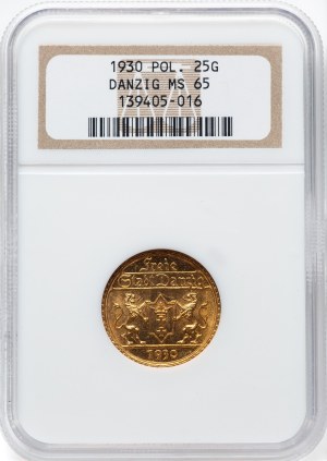 Poland 1930 Gdańsk Danzig Gold 25 Gulden