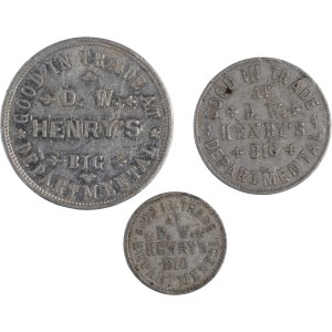 Kanada, Springfield, Ontario – duże żetony handlowe firmy D. W. Henry’s (3 sztuki)