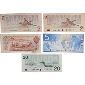 Canada Bank of Canada Fancy Serial Number Banknote Lot (5 Pieces)