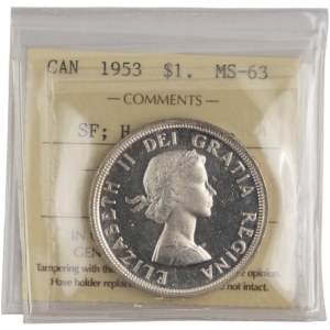 Dollar d'argent « SF » du Canada, 1953 – Effet camée prononcé