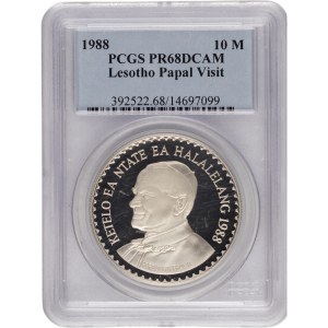 Lesotho 1988 Silver 10 Maloti Pope John Paul II Papal Visit