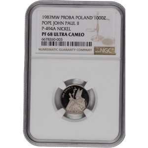 Poland 1987 MW Nickel 1000 Złotych John Paul II Próba