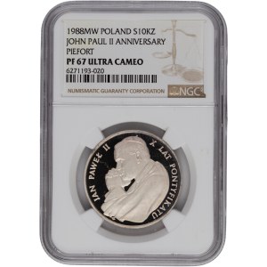 Polska 1988 MW Srebro 10 000 złotych Jan Paweł II