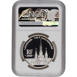France 2008 1 1/2 Euro Lourdes Anniversary Pope John Paul II Silver Coin