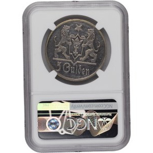 Poland 1923 Danzig Silver 5 Gulden Church