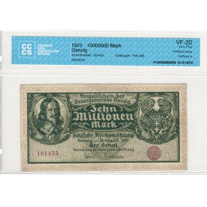 Polonia, Danzica, 1923, 10.000.000 di marchi, senza serie