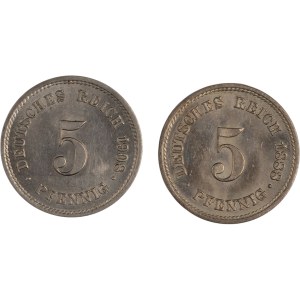 Germany 1888-1908 5 Pfennig (2 Pieces)