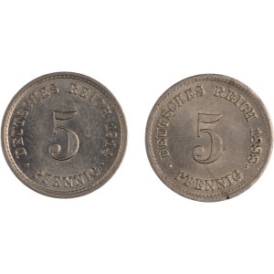 Německo 1888–1914, 5 pfenigů (2 kusy)