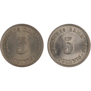 Německo 1901–1908, 5 pfenigů (2 kusy)