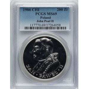 Poland 1986 CHI Silver 200 Złotych John Paul II - Regular Strike