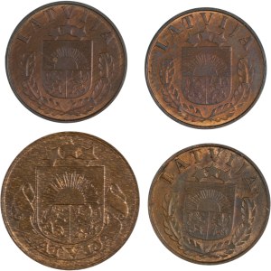 Latvia 1932-1939 1-2 Santimi (4 Pieces)