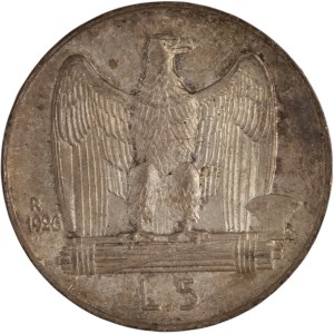 Italy 1926 Silver 5 Lire