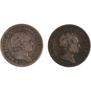 Italy 1825 and 1826 Sardinia Silver 1 Lira (2 Pieces)