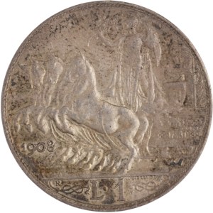 Italia 1908, 1 lira d'argento