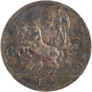 Itálie 1912, stříbrná mince 2 lire