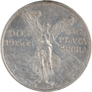 Mexico 1921 Silver 2 Pesos Winged Victory