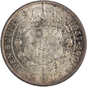 Sweden 1907 Silver 2 Kronor Golden Wedding