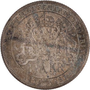 Sweden 1897 Silver 2 Kronor Silver Jubilee