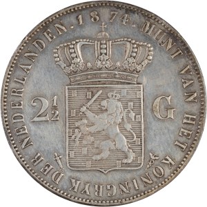 Netherlands 1874 Silver 2 1/2 Gulden